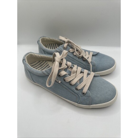 Taos Womens Chambray Light  Star Denim Casual Lace Up Shoes Size 8 - Picture 2 of 9